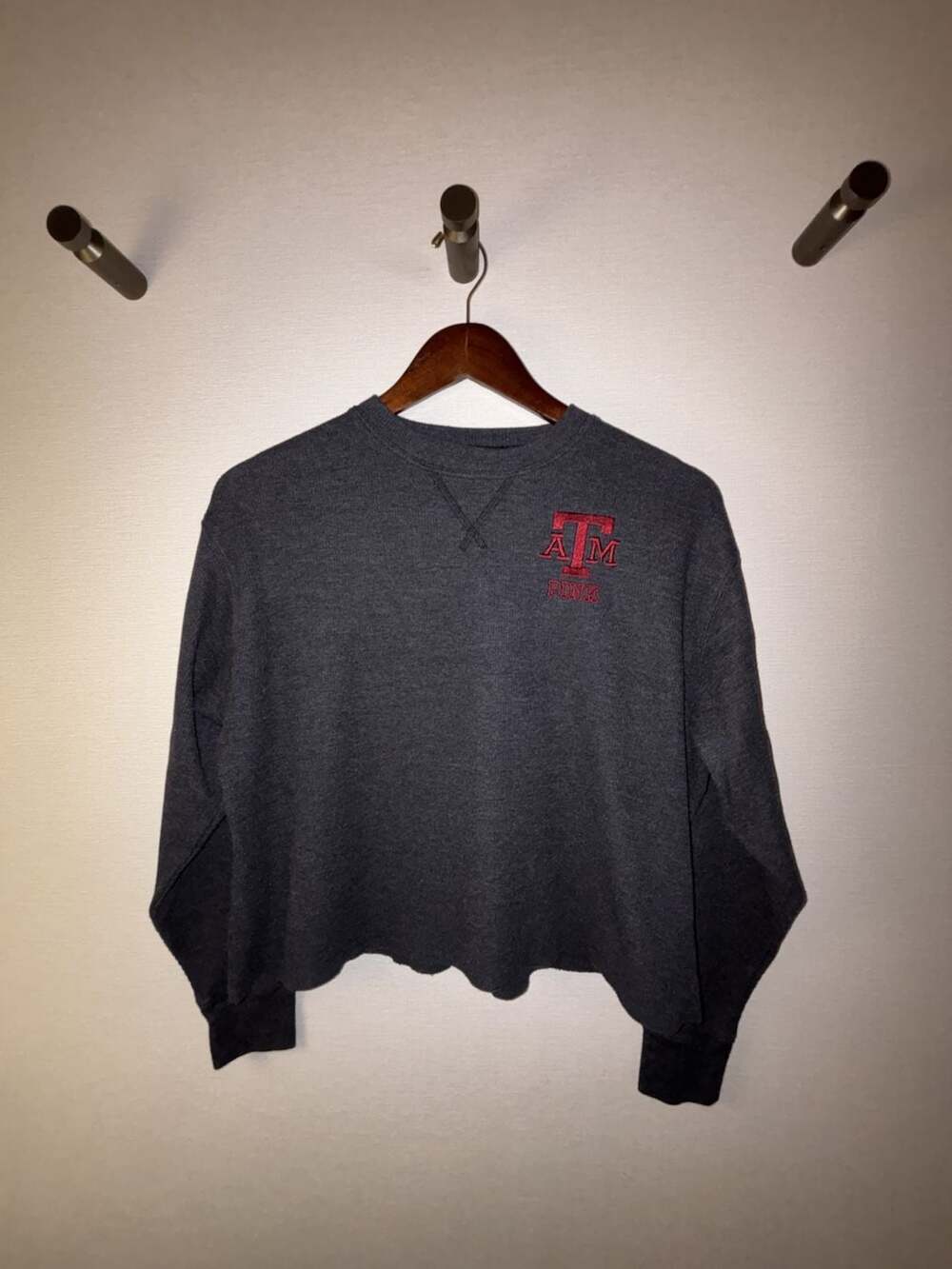 Victoria's Secret PINK x 5th & Ocean Texas A&M Aggies Cropped Thermal Sweatshirt